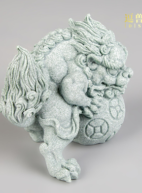 茶宠装饰财源滚滚青摆件鱼缸桌面中式假山砂石造景送礼狴犴山海经