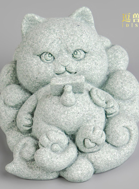 摆件装饰品小茶宠青茶艺猫咪萌趣茶道国风可养动物茶室砂石茶桌