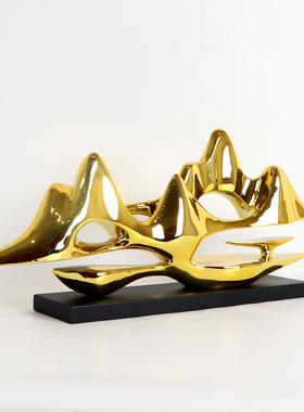 新中式办公室云山雕塑样板间茶室家居软装饰品客厅电视柜玄关摆件