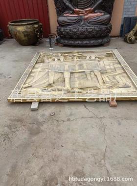 江山如画红铜浮雕金属墙壁挂饰锻铜风景人物文化墙地雕铸铁井盖厂