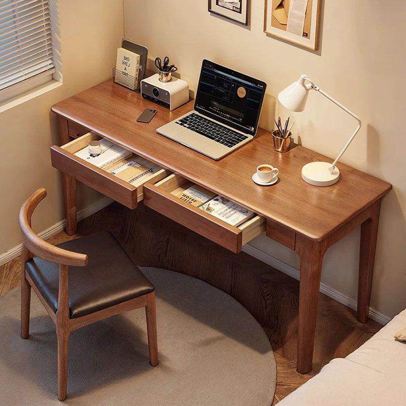 全实木窄书桌学生家用学习桌写字桌卧室小户型简约办公桌电脑桌子 - 图1