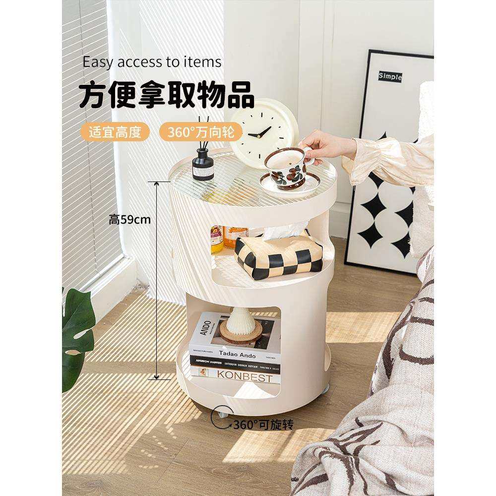 圆形床头柜小型家用卧室铁艺床边柜置物架收纳儿童创意边几可新品,淘宝优惠券,粉丝福利购,淘宝优惠卷