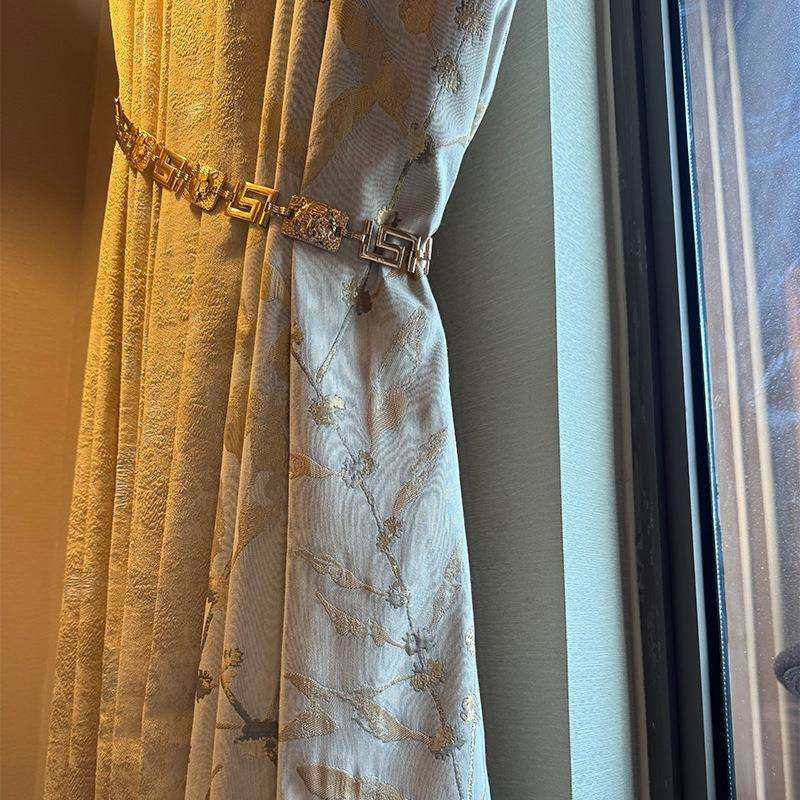 2025新款奶茶色窗帘高经密浮雕法式窗帘布奶白色金丝叶子服装面料,淘宝优惠券,粉丝福利购,淘宝优惠卷