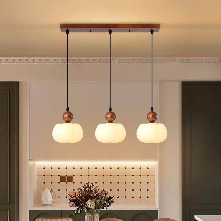 新款胡桃木色典雅复古餐厅吊灯三头长线饭厅餐桌中式吧台家用吊灯,淘宝优惠券,粉丝福利购,淘宝优惠卷