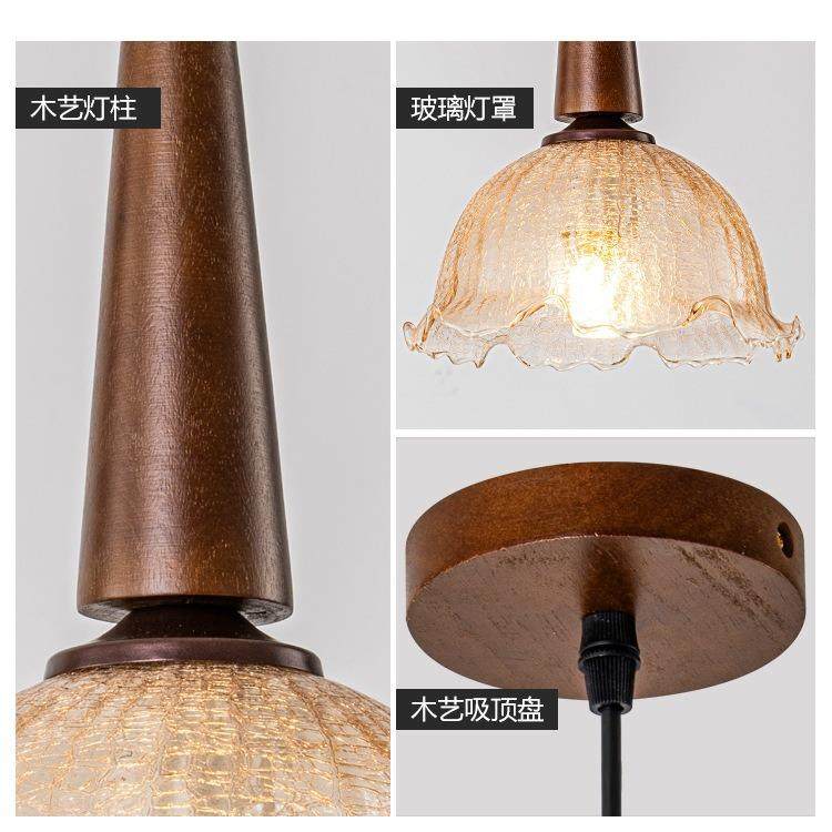 新款胡桃木色典雅复古餐厅吊灯三头长线饭厅餐桌中式吧台家用吊灯,淘宝优惠券,粉丝福利购,淘宝优惠卷