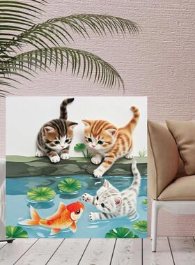 想吃鱼的猫咪自粘贴纸画室内门窗走廊餐厅厨房厕所宿舍搞笑贴纸画