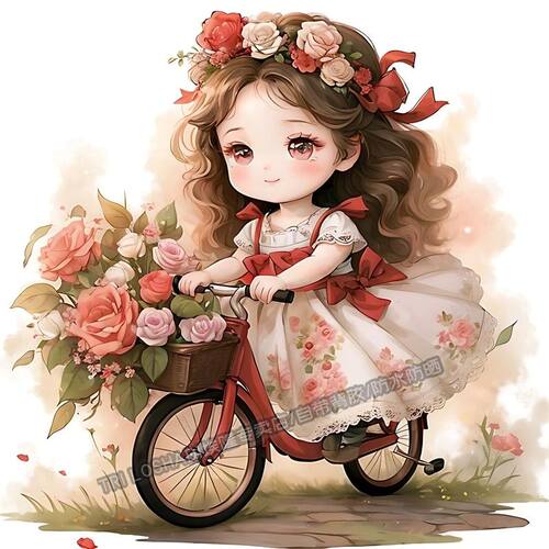 骑车的玫瑰少女汽车电动贴纸冰箱马桶贴画墙面门窗遮瑕可爱贴画纸 - 图3