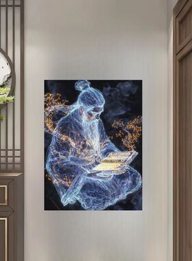 心魂不死文脉不息古风国潮海报贴画新中式装饰防水墙面自粘贴画纸