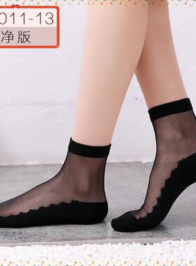 丝袜女春夏季冰丝薄款水晶纯棉底妈妈防勾丝耐磨透明中筒玻璃袜子