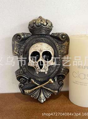 跨境新款万圣节骷髅头挂饰雕塑树脂装饰品有趣的墙面装饰礼物挂件