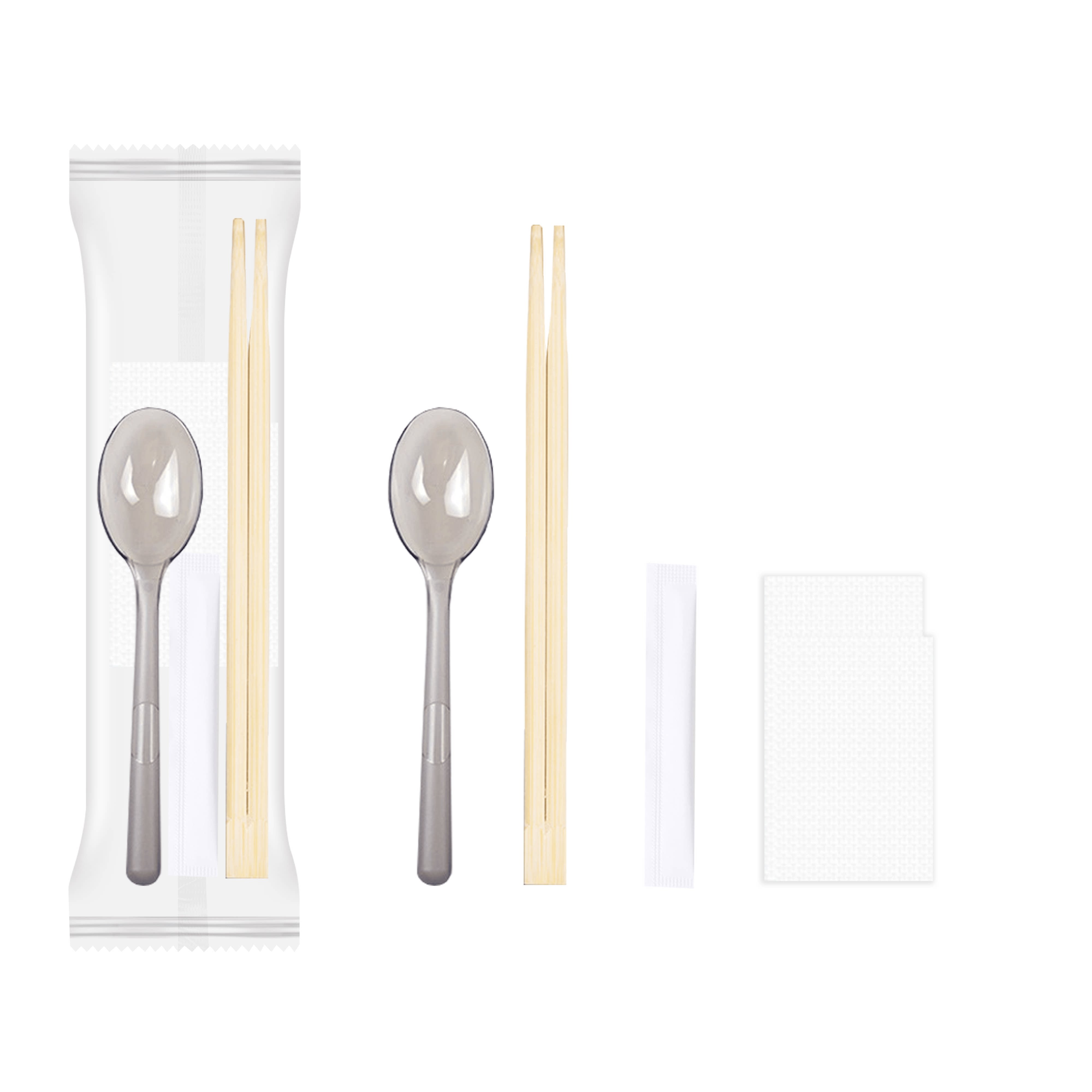 一次性筷子四件套餐具勺子外卖打包套装牛皮纸定制食品级高档竹筷