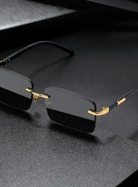 Retro Sunglasses Men Brand Designer Fashion Rimless Sun Glas