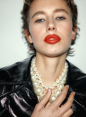 欧美轻奢高级感仿珍珠项链 气质百搭多层冷淡风巴洛克颈链