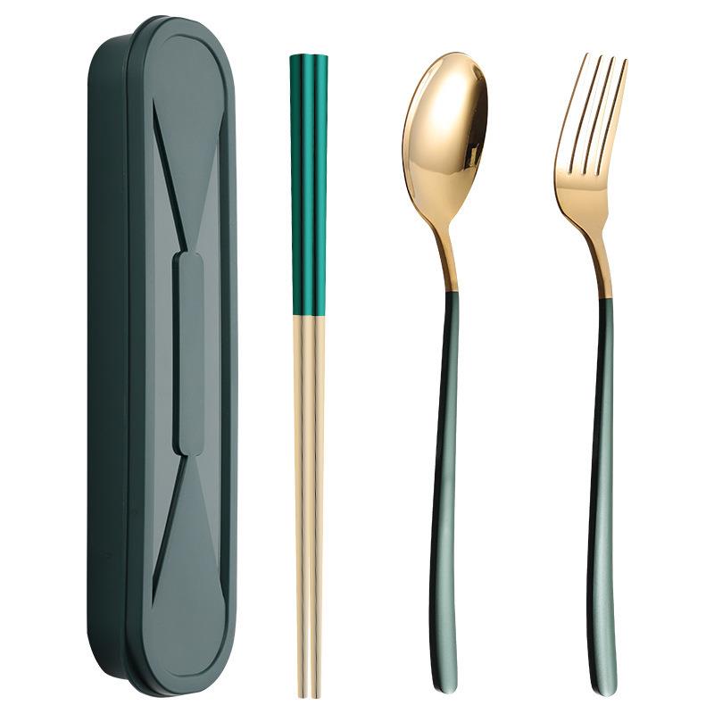 304不锈钢学生上班族旅游野餐叉勺筷子便携餐具3件套套装营销礼品 - 图3
