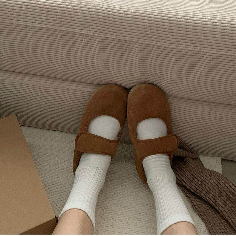 【现货】真皮羊羔毛毛豆豆棉鞋女外穿冬季加绒平底可爱玛丽珍单鞋,淘宝优惠券,粉丝福利购,淘宝优惠卷