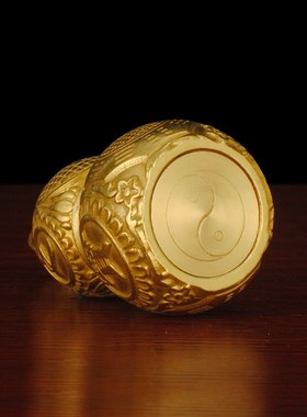 闭口黄绳葫芦摆件黄铜空心不开口铜葫芦闭盖不开盖迷你小葫芦摆件