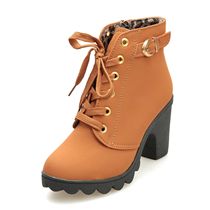 Bots Women Shoes Women Fashion High Heel Lace Up Ankle Boot