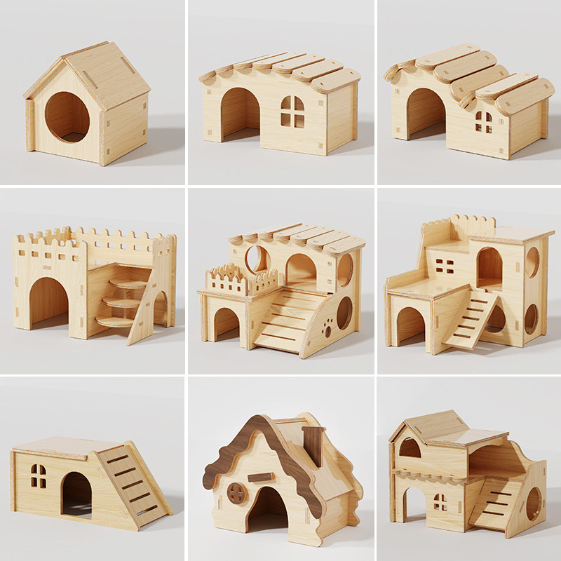 仓鼠窝实木玩具小房子金丝熊躲避屋双层别墅隧道仓鼠木质玩具造景,淘宝优惠券,粉丝福利购,淘宝优惠卷