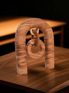 创意实木质镂空木雕摆件家居饰品客厅电视柜酒柜装饰品新中式礼物