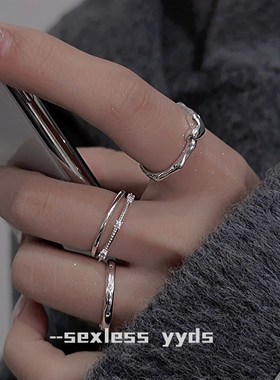 陷入清冷感!简约爱心素圈戒指女小众设计时尚情侣对戒冷淡风指环