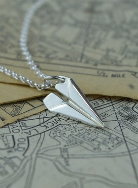 【纸飞机项链】女纯银925情侣锁骨链送女友情人节礼物 简约个性