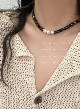 小众设计感碎石串珠吊装锁骨链休闲森系项链个性时尚脖颈链毛衣链