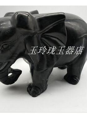 新款祝福动物黑耀石大象一对客厅博古架办公室摆件乔迁开业礼