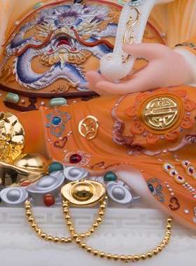 汉白玉财神爷佛像聚宝盆比干文财神佛像笑口财神招财家用供奉摆件