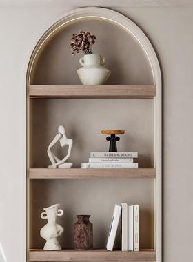 侘寂风高级感小众软装饰品日式家居陶瓷花瓶民宿原木复古酒柜摆件