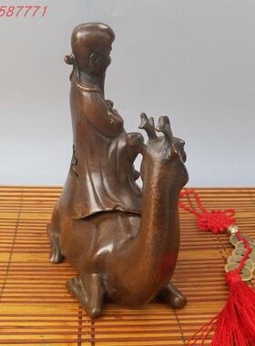 热卖纯铜寿星香炉香薰炉摆件居家骑鹿寿星仙人指路创意熏香炉装饰