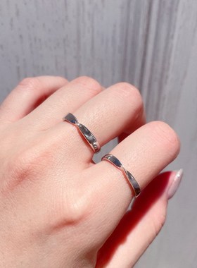 925纯正品开口调节情侣小众设计莫比乌斯环男女铂金结婚求婚戒指