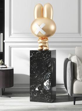 潮玩兔子客厅大型落地摆件家居饰品大理石办公室开业乔迁新居礼品