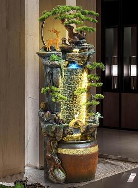 中式假山流水喷泉客厅摆件室内水景装饰酒店开业养鱼池落地加湿器