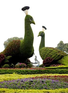 公园仿真动物绿雕孔雀造型定制工艺品五一劳动节仿真植物绿雕景观