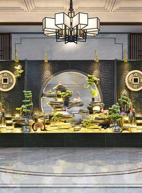水幕墙假山流水摆件循环水公司酒店办公室花园庭院喷泉鱼池装饰品