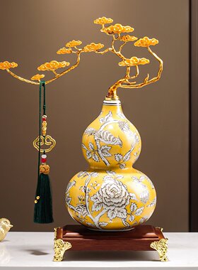手绘珐琅彩祥云葫芦摆件高档招财客厅电视柜酒柜装饰乔迁新居礼品