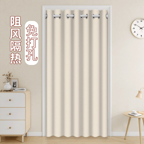 纯色门帘隔断帘卧室厨房隔油烟卫生间试衣遮挡帘空调防冷气布帘子 - 图0