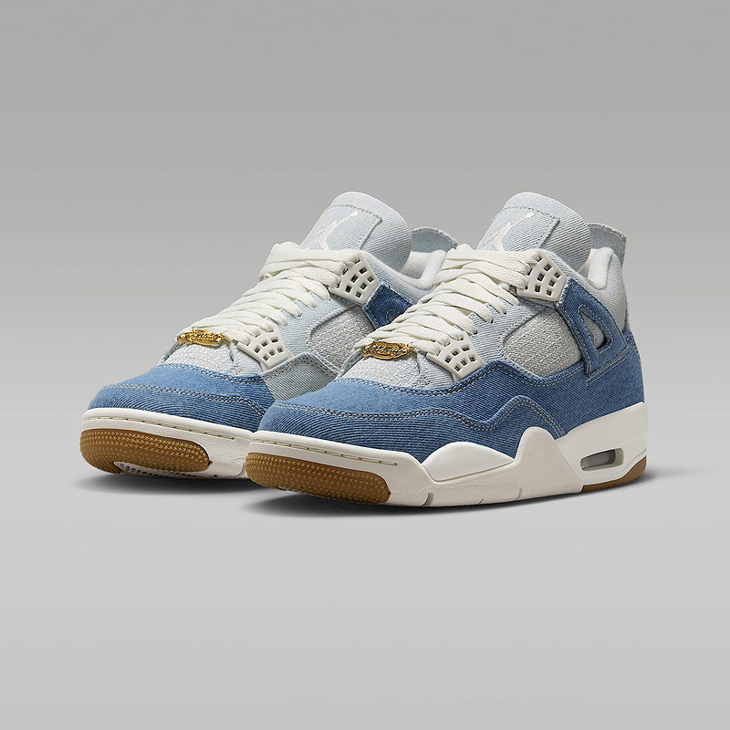 JORDAN耐克女鞋AJ4复刻混搭牛仔布运动鞋复古篮球鞋IB6716-100 - 图1