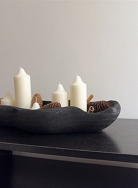 侘寂风创意花生木质托盘香薰蜡烛收纳盘家用客Q厅装饰高档摆盘民