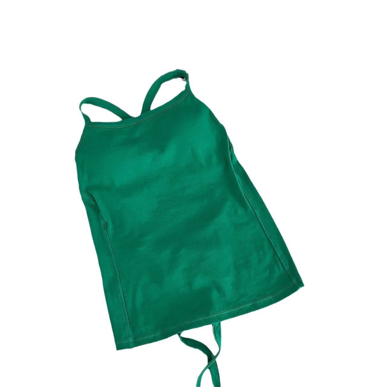 交叉绑带绿色吊带背心女夏季新款露背外穿美背小上衣可百搭内搭,淘宝优惠券,粉丝福利购,淘宝优惠卷