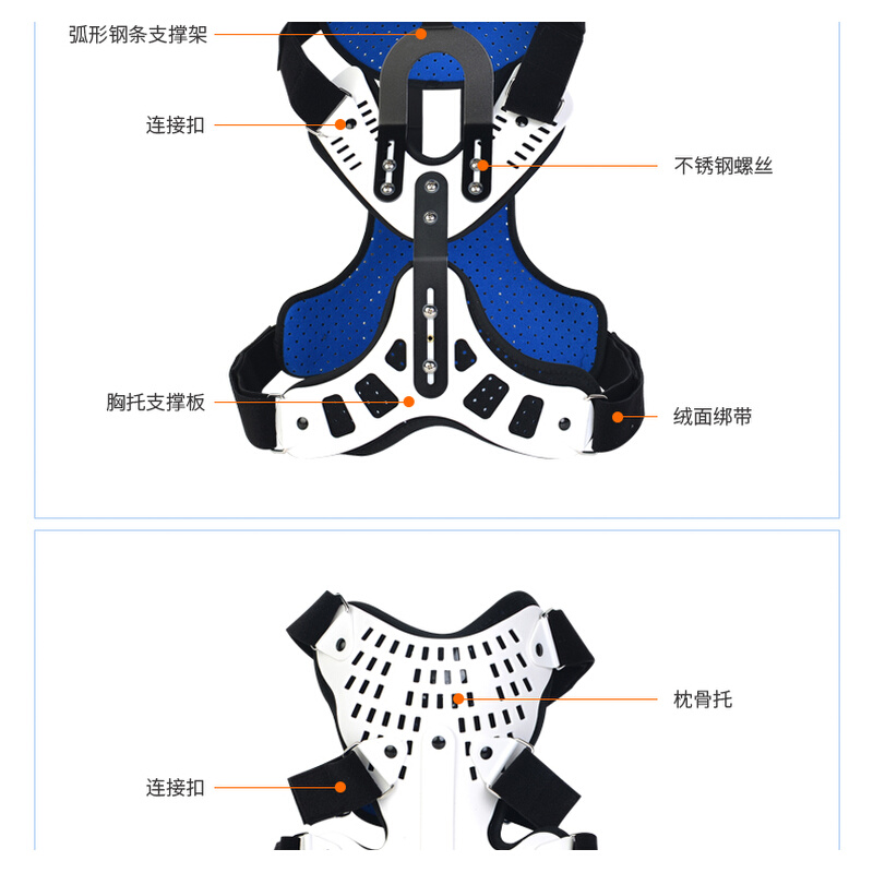 Ober头颈胸矫形器 成人颈椎胸椎损伤固定支架 术后康复支撑护具 - 图3