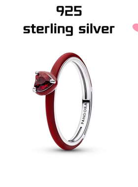 [新品]S925纯银蓝色心形戒指紫色红色经典心形设计