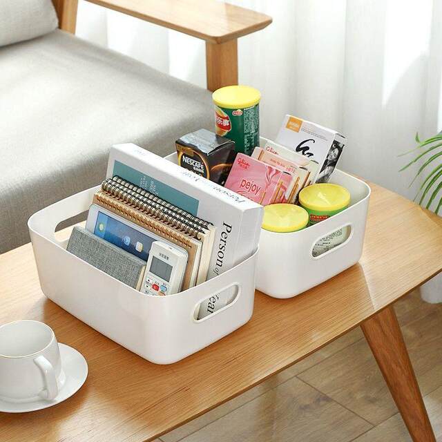 Desktop storage box Household snack storage basket Decorative cosmetics drawer Plastic storage box Kitchen finishing box 1