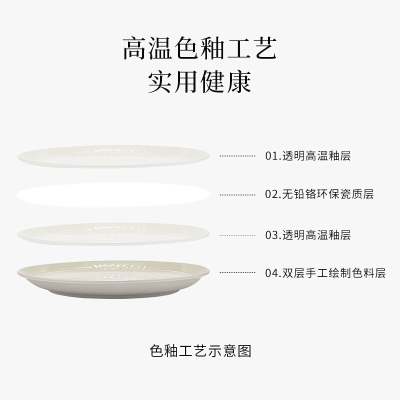 mocarose摩卡色碗碟套装家用炻瓷餐具奶油白水果牛排餐盘碗筷组合 - 图0