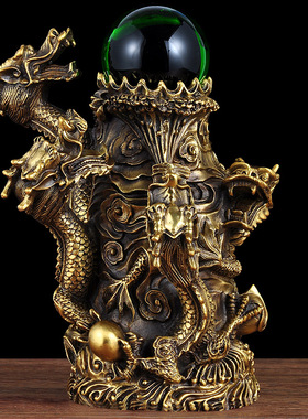 黄铜五龙戏珠摆件招财q龙工艺品家居客厅玄关公司办公室开业送礼