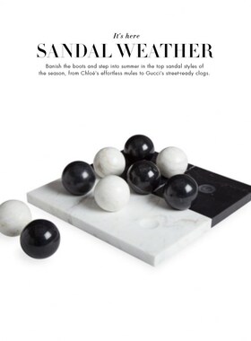 现代简约欧式黑白大理石棋盘摆件样板房售N楼处客厅桌面软装饰品