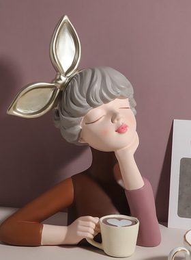 北欧轻奢艺e术女孩摆件客厅玄关样板房家居装饰品创意送女生日礼