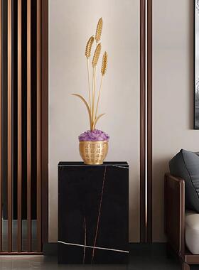 水晶聚宝盆麦穗摆件玄关办公室轻奢招财入宅乔迁装饰高档开 业贺