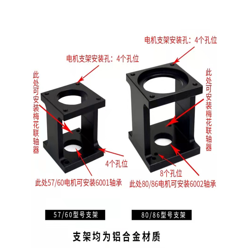 步进伺服电机支架57 60 80 86 110130固定支架卧式安装支撑座铸铝 - 图0