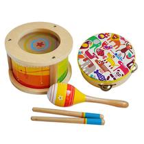 Exit Wood Drum bifacial drummer knocks on drummer Orff instrument percussion toy early to teach musical enlightenment to cultivate a sense of joy